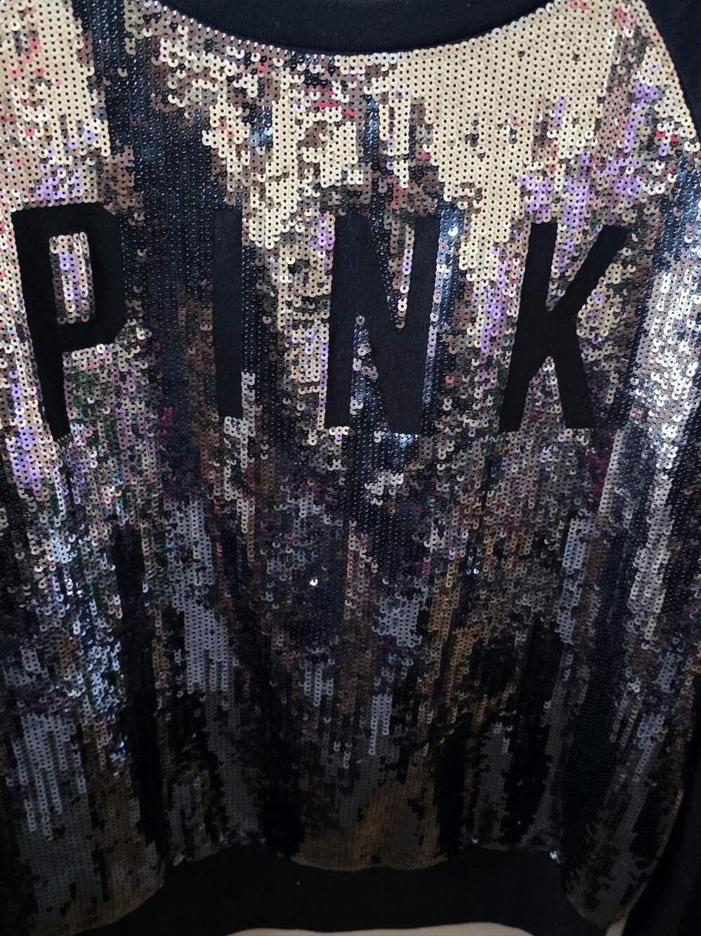 NWOT Victoria's Secret PINK silver sequin sweatshirt size Large - Picture 3 of 4
